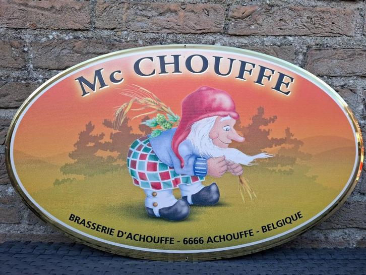 Reclamebord McChouffe (Zeer zeldzaam - 1ste versie), Verzamelen, Biermerken, Nieuw, Reclamebord, Plaat of Schild, Overige merken
