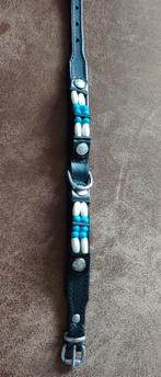 Halsband 35 cm Nieuw , Leer + indigo Indian stone, Dieren en Toebehoren, Ophalen of Verzenden, Handgemaakt, Nieuw