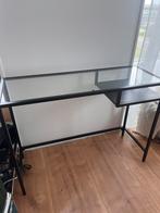 Compact Glass-Top Desk with Shelf, Huis en Inrichting, Bureaus, Ophalen