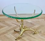 Fontana Arte Style Draak tafel koper voet met glas blad, Overige materialen, Rond, 55 tot 75 cm, Zo goed als nieuw
