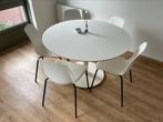 Witte Ronde Eettafel 118cm met 5 stoelen, Huis en Inrichting, Ophalen, Zo goed als nieuw, Rond, 100 tot 150 cm
