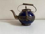 Klein keteltje blauw/paars keramiek met metaal, Antiek en Kunst, Antiek | Keramiek en Aardewerk, Ophalen of Verzenden