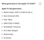 Apple TV 3e generatie (A1469) - Perfecte staat!, Ophalen, Gebruikt, HDMI, Zonder harde schijf