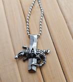 Rvs krokodil ketting, Sieraden, Tassen en Uiterlijk, Kettingen, Met hanger, Nieuw, Ophalen of Verzenden, Zilver