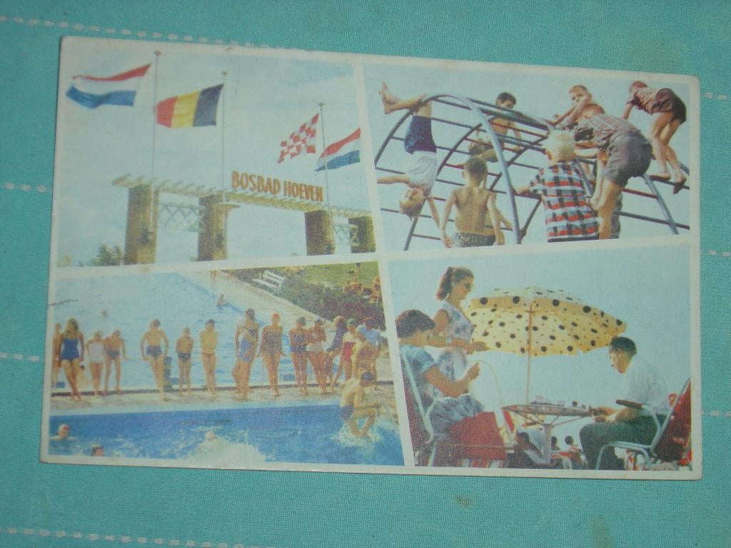27) kleuren ansichtkaart "Bos bad Hoeve" Oudenbosch, Ophalen of Verzenden, 1960 tot 1980, Gelopen, Gelderland
