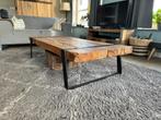 Teakhout met staal salontafel Troubadour, Huis en Inrichting, Tafels | Salontafels, 50 tot 100 cm, Minder dan 50 cm, 100 tot 150 cm