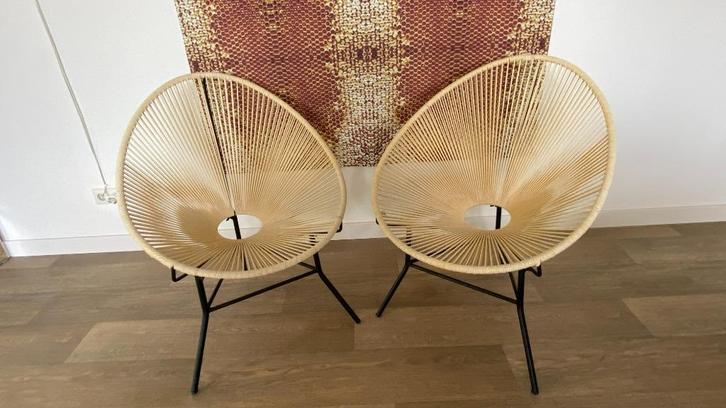 Stoel fauteuil ambachtelijk gemaakt rope 2 stuks, Huis en Inrichting, Stoelen, Zo goed als nieuw, Eén, Metaal, Overige materialen