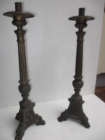 set Antieke kerkkandelaars Altaar kandelaars 60cm hoog  beschikbaar voor biedingen