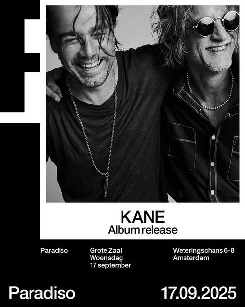 2 tickets voor KANE in Paradiso op 17-09-2025, Tickets en Kaartjes, Concerten | Pop, Twee personen, September