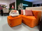 Luxe Velvet Orange Loveseat / Fauteuil 130cm + Poef NIEUW