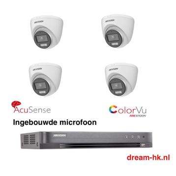 5MP Hikvision AcuSense ColorVu 4CH HD TVI set(met microfoon)