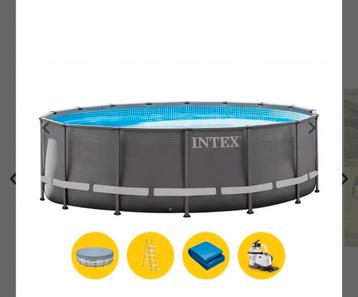 Intex zwembad 4.88b inbouw skimmer , zout , pompen robotstof beschikbaar voor biedingen