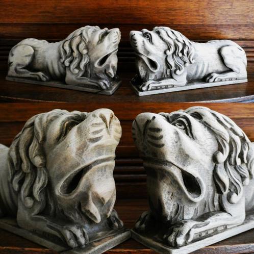 2 Antieke leeuwen zeer gedetailleerd hout uitgesneden, Antiek en Kunst, Kunst | Beelden en Houtsnijwerken, Ophalen of Verzenden