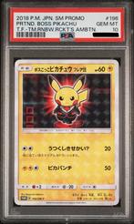Pretend Boss Pikachu 196 SM Promo 2018 - PSA 10 GEM MINT, Ophalen, Nieuw, Losse kaart