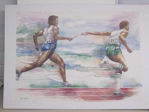 " Estafette  "  litho van Angelique vd Born € 15, Sport en Fitness, Loopsport en Atletiek, Nieuw, Overige typen, Ophalen of Verzenden