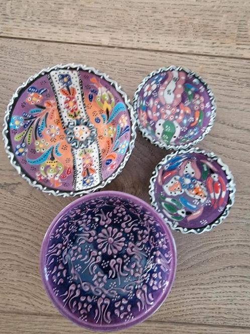 4 Griekse schaaltjes handgemaakt Nieuw, Huis en Inrichting, Woonaccessoires | Schalen en Manden, Nieuw, Schaal, Rond, Steen of Aardewerk