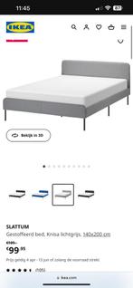 IKEA slattum bed, Huis en Inrichting, Slaapkamer | Bedden, Grijs, Stof, 140 cm, Ophalen