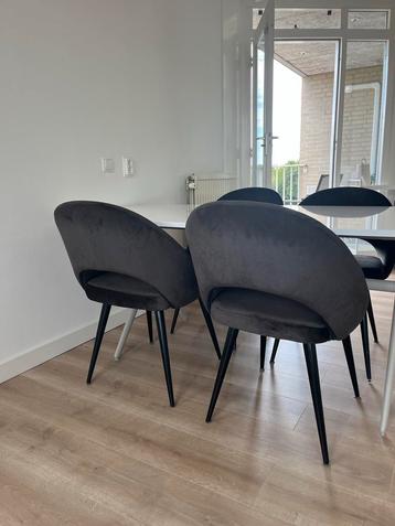 Grijze Stoffen Stoelen - Set van 4 beschikbaar voor biedingen