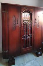 Prachtige Unieke ANTIEKE 3 deurs Linnen Kast + Glas in Lood, Ophalen