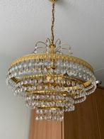 Gouden kroonluchter met kristallen - klassiek en elegant, Huis en Inrichting, Lampen | Hanglampen, Ophalen, 50 tot 75 cm, Klassiek
