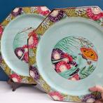 Art nouveau majolica aardewerk borden,  39 cm!, Ophalen of Verzenden