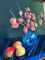 Jan Muijs, stilleven met appels en lampion bloemen in vaas, Ophalen