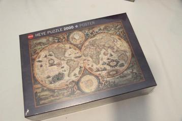 Heye legpuzzel antieke wereldkaart 2000 stukjes nieuw beschikbaar voor biedingen
