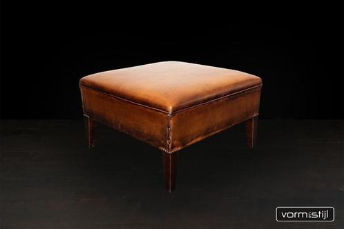 Leather Chairs of England hocker, Huis en Inrichting, Banken | Voetenbanken en Poefen, Gebruikt, 50 tot 75 cm, 50 tot 75 cm, Vierkant