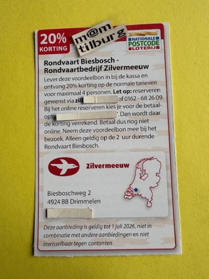 Rondvaart Biesbosch-Rondvaartbedrijf Zilvermeeuw, Tickets en Kaartjes, Kortingen en Cadeaubonnen, Drie personen of meer, Overige typen