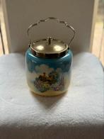 Antieke biscuit barrel met engels huisje en bloementuin, Antiek en Kunst, Antiek | Porselein, Ophalen