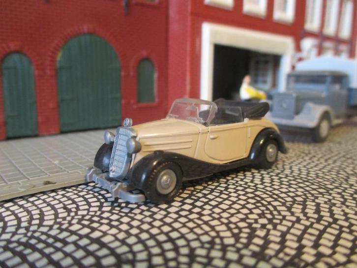 Mercedes Benz 170 S Cabriolet - Praliné grijs, Hobby en Vrije tijd, Modelauto's | 1:87, Zo goed als nieuw, Auto, Rietze, Ophalen of Verzenden