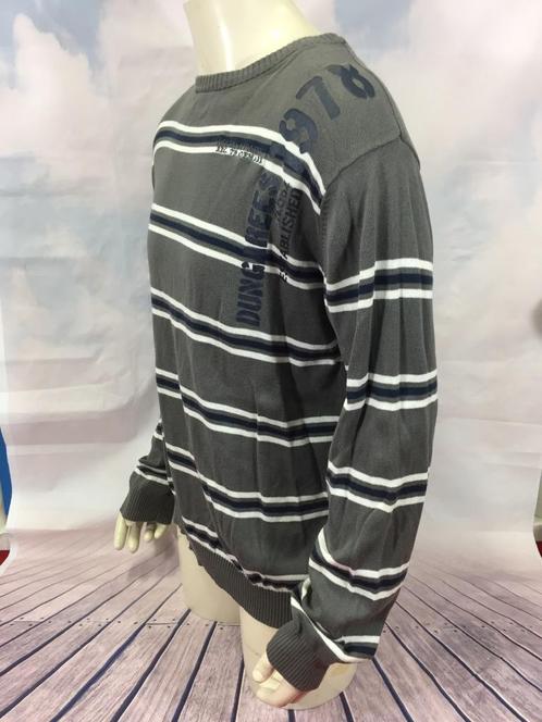 Basic equipment gestreepte grijze trui XL (2C1), Kleding | Heren, Truien en Vesten, Gedragen, Maat 56/58 (XL), Grijs, Ophalen of Verzenden