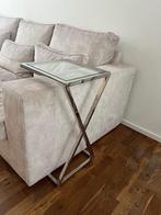 Bijzettafel/laptoptafel zilver glas richmond, Huis en Inrichting, Ophalen, Minder dan 50 cm, Gebruikt, 50 tot 75 cm