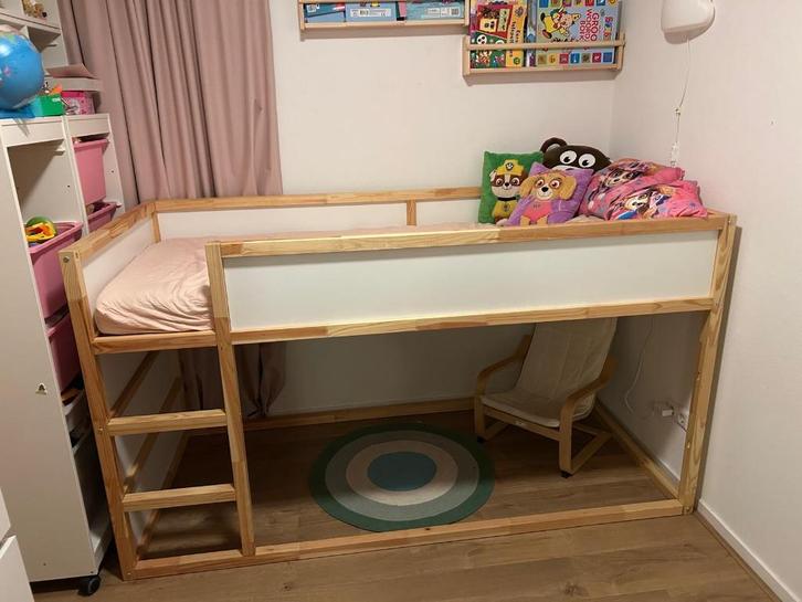 Hoogslaper met glijbaan, Huis en Inrichting, Slaapkamer | Stapelbedden en Hoogslapers, Gebruikt, Hoogslaper, 90 cm, 210 cm, Eenpersoons