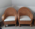 Set van 2 grote rotan fauteuils met kussens, Huis en Inrichting, Stoelen, Zo goed als nieuw, Ophalen