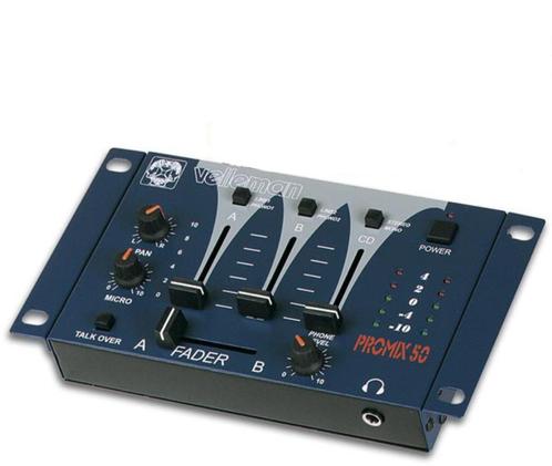 Velleman Promix 50 3-kanaals stereomixer incl. adapter, Muziek en Instrumenten, Mengpanelen, Minder dan 5 kanalen, Microfooningang