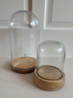 Glazen stolpen met houten voet, Ophalen, Zo goed als nieuw