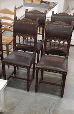 Eikenhout  leder, Antiek en Kunst, Antiek | Meubels | Stoelen en Banken, Ophalen of Verzenden