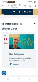 Rob Scheepers donderdag 11 december 1 ticket, Tickets en Kaartjes, Eén persoon, December