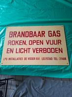 Waarschuwingsbord LPG installaties Lelystad reclamebord, Ophalen of Verzenden, Gebruikt, Reclamebord