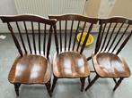 Donker eiken stoelen, 3 stuks, Huis en Inrichting, Stoelen, Ophalen, Gebruikt, Landelijk, Hout