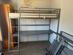 IKEA Hoogslaperframe bed met bureaublad, grijs (Twee bedden), Huis en Inrichting, Slaapkamer | Matrassen en Bedbodems, 90 cm, Eenpersoons