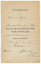 Blad uitreiking huwelijksbijbel Tuk & Wagenaar 1909., Ophalen of Verzenden, Gebruikt, Overige typen, Christendom | Protestants