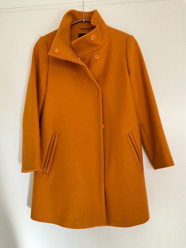 Hallhuber damesmantel, maat 36-premium wol, Kleding | Dames, Jassen | Winter, Zo goed als nieuw, Maat 36 (S), Geel, Ophalen of Verzenden