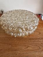 Vintage Glazen Plafonniere Bloemmotief - Duits, Huis en Inrichting, Lampen | Plafondlampen, Ophalen of Verzenden, Gebruikt, Glas
