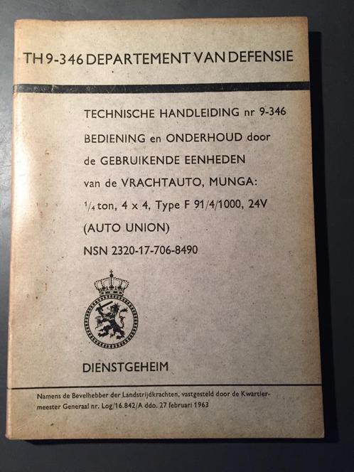 TH 9-346 Technische Handleiding MUNGA, Boeken, Oorlog en Militair, Gelezen, Landmacht, 1945 tot heden, Ophalen