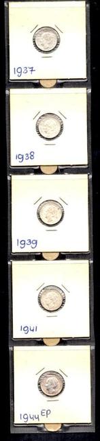 Set dubbeltjes 1937 t/m 1944, Postzegels en Munten, Munten | Nederland, Setje, Zilver, Ophalen of Verzenden, 10 cent