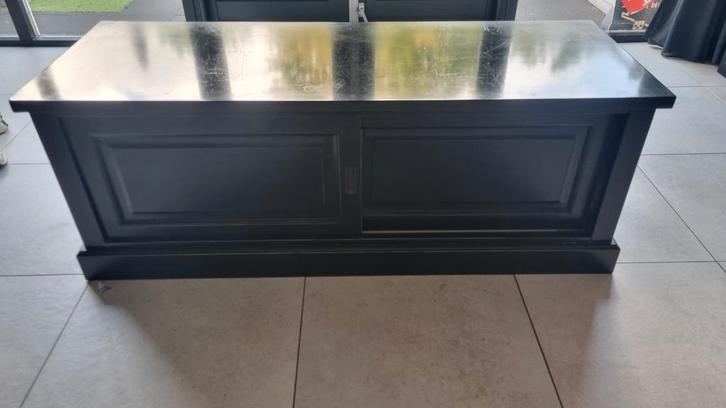 TV Kast-zwart- met Schuifdeuren, Huis en Inrichting, Kasten | Televisiemeubels, Gebruikt, Minder dan 100 cm, 100 tot 150 cm, 50 tot 75 cm