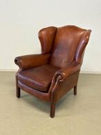Grote Oorfauteuil in Cognac leder, Huis en Inrichting, Fauteuils, Ophalen, Gebruikt, Engels / Klassiek / Oorfauteuil, 75 tot 100 cm