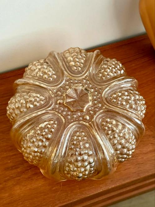 Vintage plafonniere, Huis en Inrichting, Lampen | Plafondlampen, Zo goed als nieuw, Glas, Ophalen of Verzenden